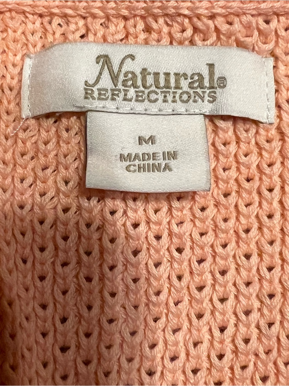 Natural Reflections Size Medium 100% Cotton Peach  Orange Long Sleeve Sweater - Picture 7 of 8